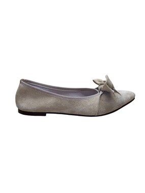 Avellini Women’s Beige Leather Bow Accent Slip-On Ballet Flats Size 9